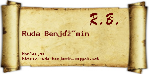 Ruda Benjámin névjegykártya